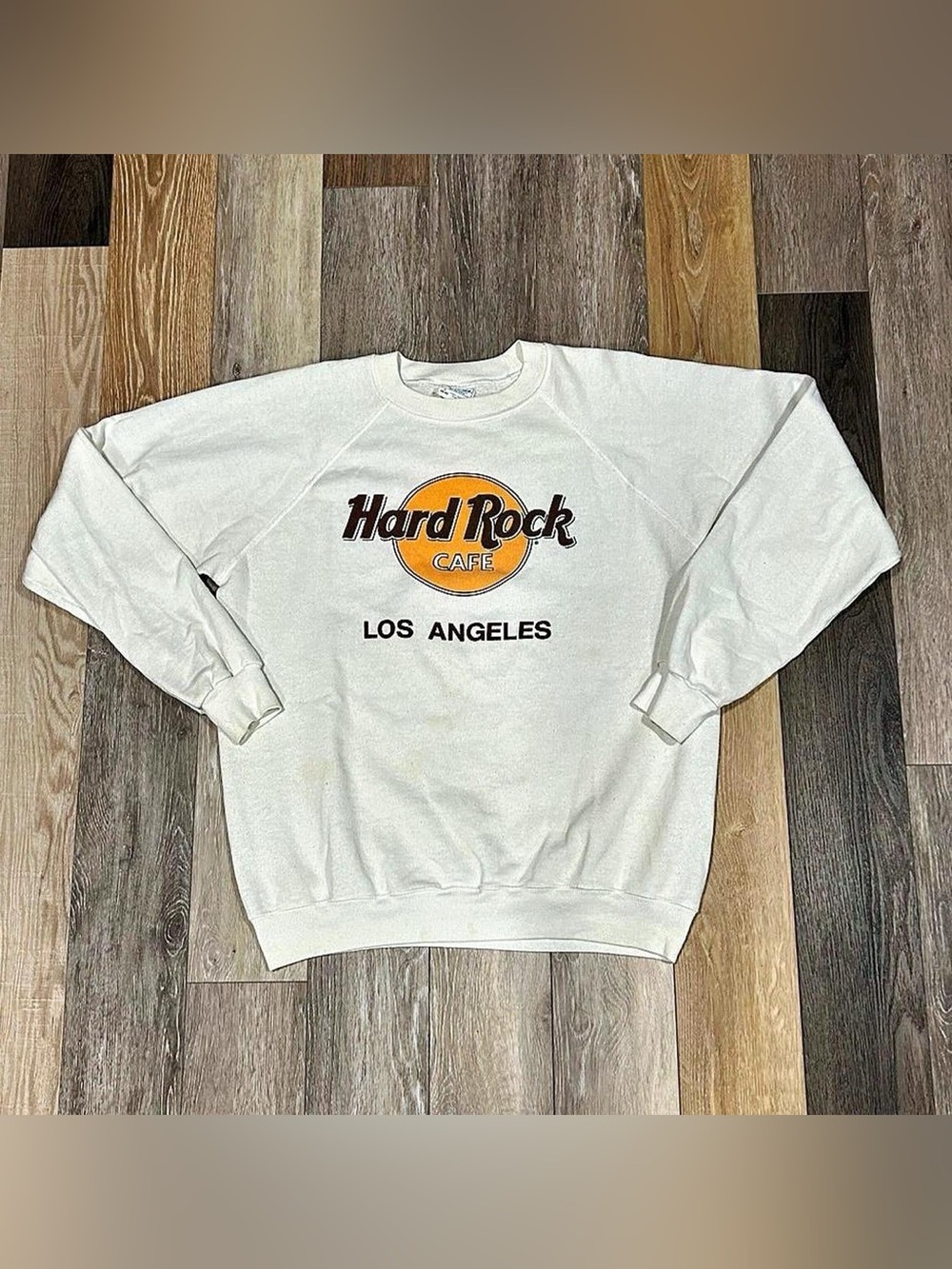 Hanes White Crewneck Sweatshirt with Orange & Black Logo